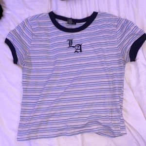 White and blue stripped LA shirt